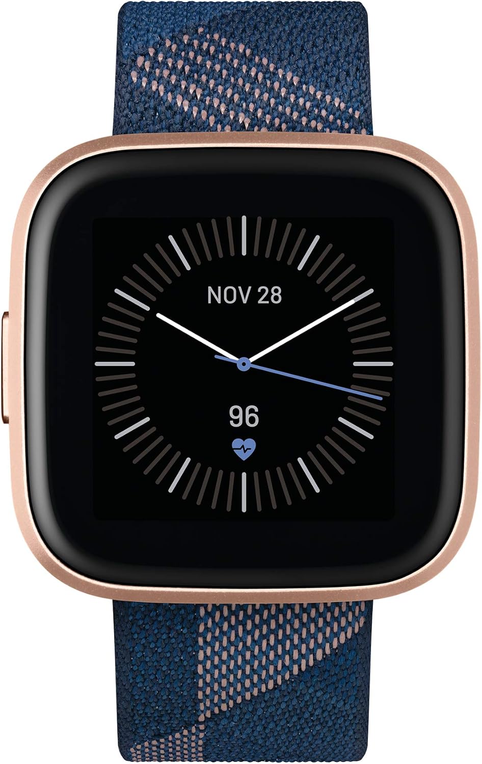 Fitbit Versa 2, Special Edition, Gesundheits- und Fitness-Smartwatch mit Alexa Sprachsteuerung, Schlafindex und Musikfunktion, inklusive Zusatzband in Nachtblau, Marineblau/Rosa