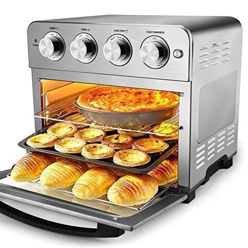 Geek Chef Air Fryer Toaster Oven, 6 Slice 24QT Convection Airfryer Countertop Oven, Roast, Bake, Broil, Reheat, Fry Oil Free, Cooking Accessories Included, Stainless Steel, Silver, 1700W