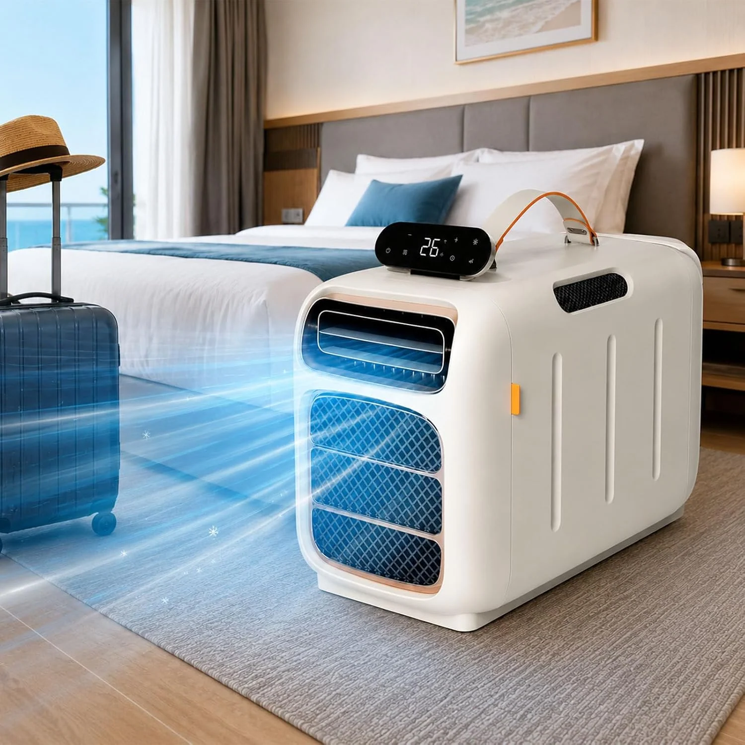 450 W Mobiles Klimagerät, 450 W, 45 dB, Weiß, tragbare Klimaanlage 4700 BTU Kompakte Mobile, leiser Modus