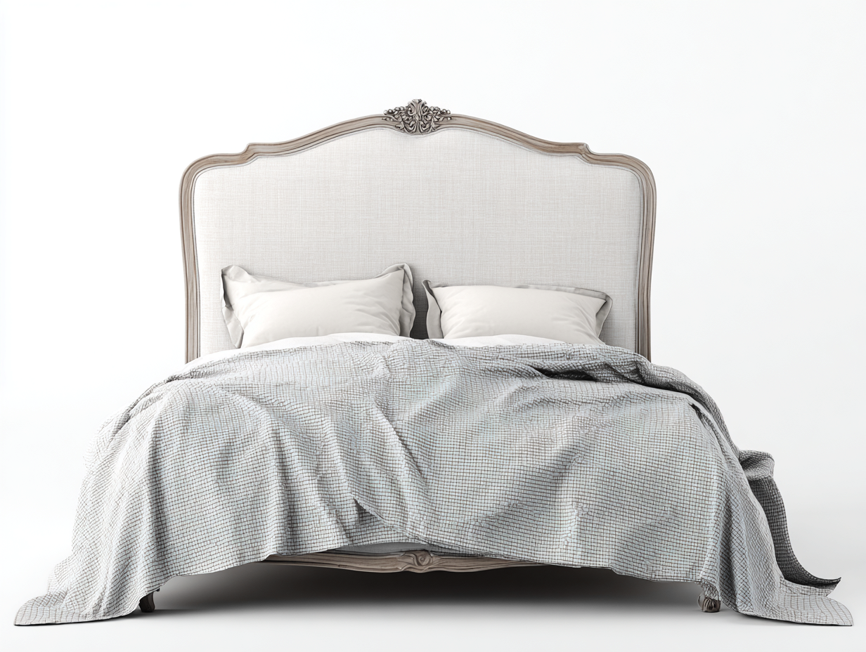 Letto matrimoniale imbottito 200x160x135cm - beige - per camera da letto - stile classico francese