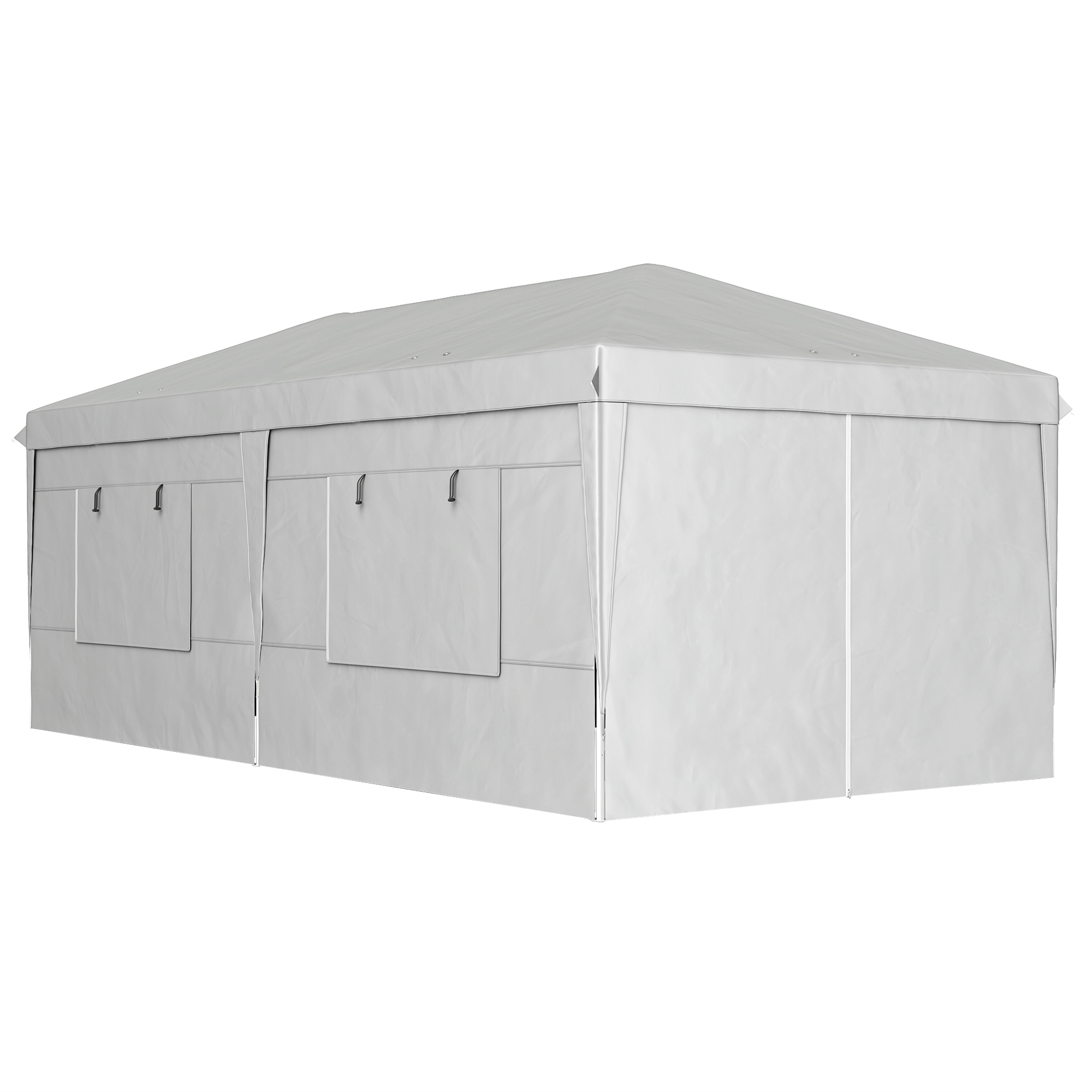 Outsunny 3 x 6 m Pop-up-Pavillon mit Seitenwänden und Tragetasche, UPF50+ höhenverstellbares Gartenzelt, Hellgrau