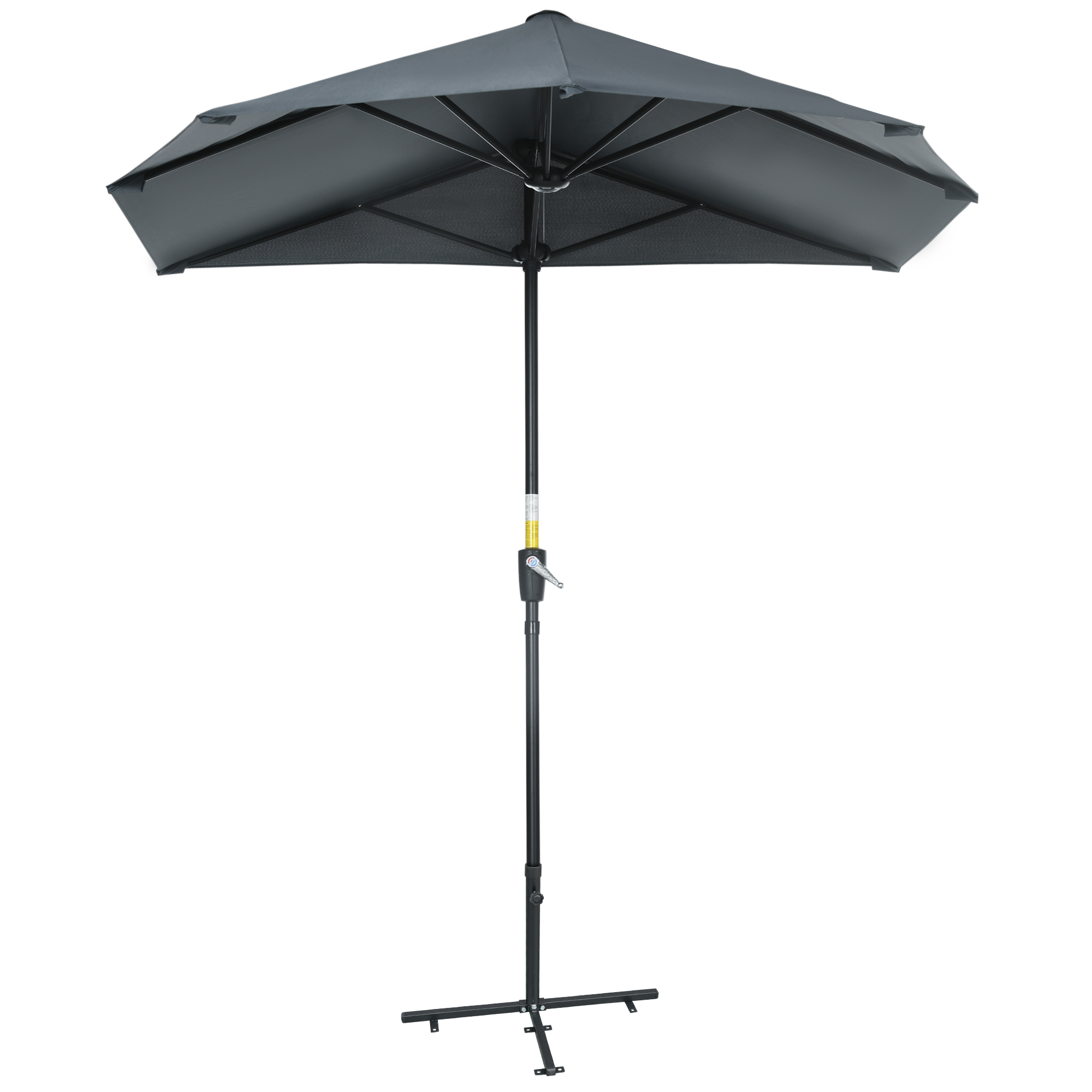 Outsunny Halbrunder Sonnenschirm mit Kurbel und UV-Schutzdach, 200x190x240 cm, Grau