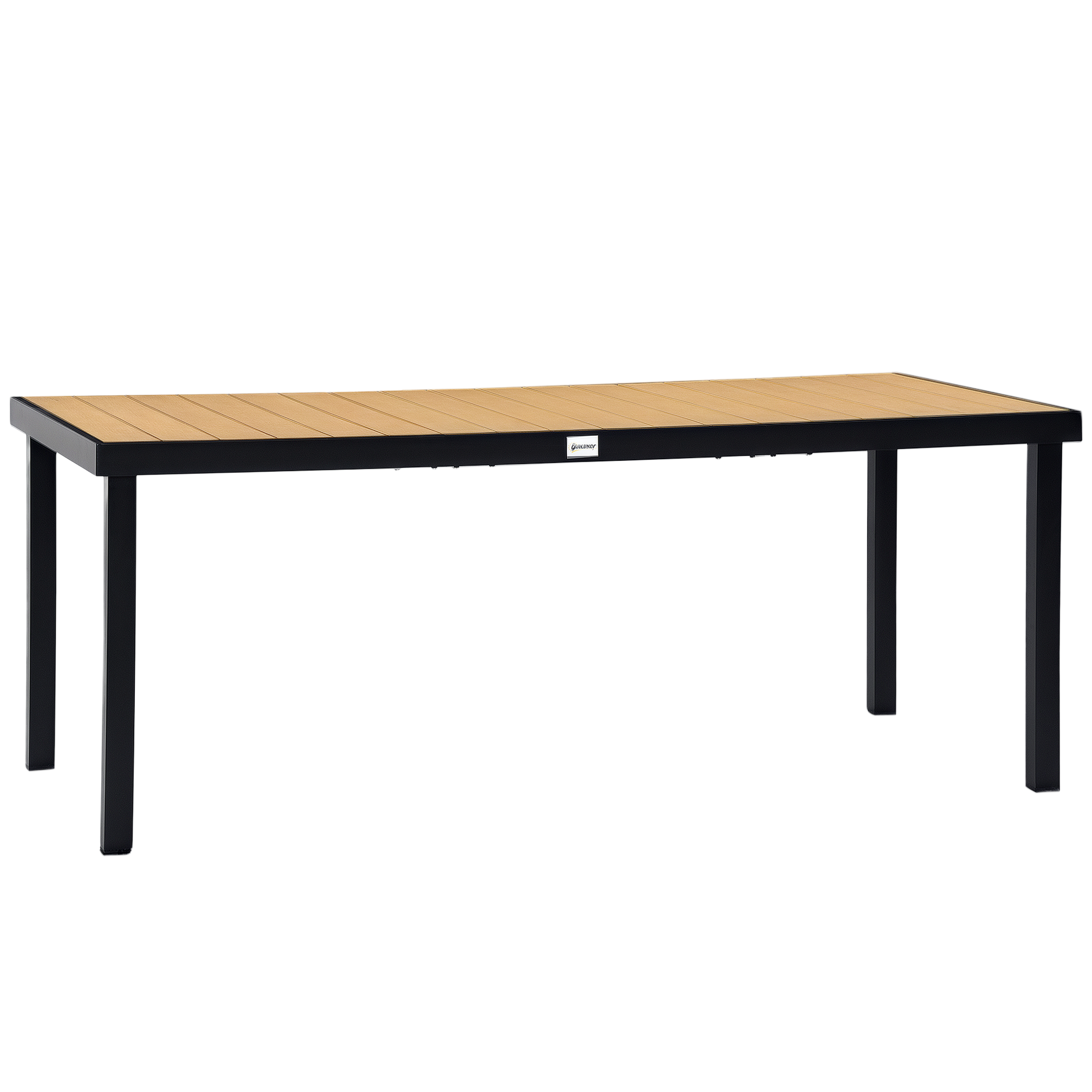 Outsunny Gartentisch für 8 Personen Esstisch Aluminiumtisch Gartenmöbel Loungemöbel pflegeleicht Kunststoff Natur+Schwarz 190 x 90 x 74 cm