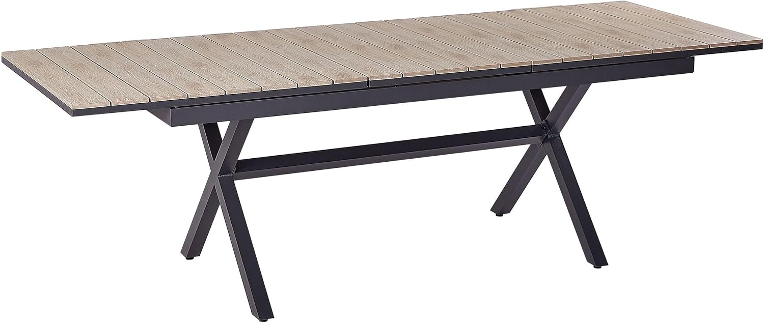Beliani Gartentisch ausziehbar Aluminium/Kunstholz grau 8-Sitzer 184/242 x 90 cm Fanes