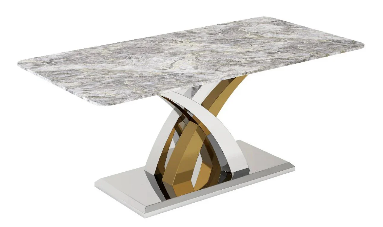 Lucy Marble Dining Table Gold Leg and Silver leg