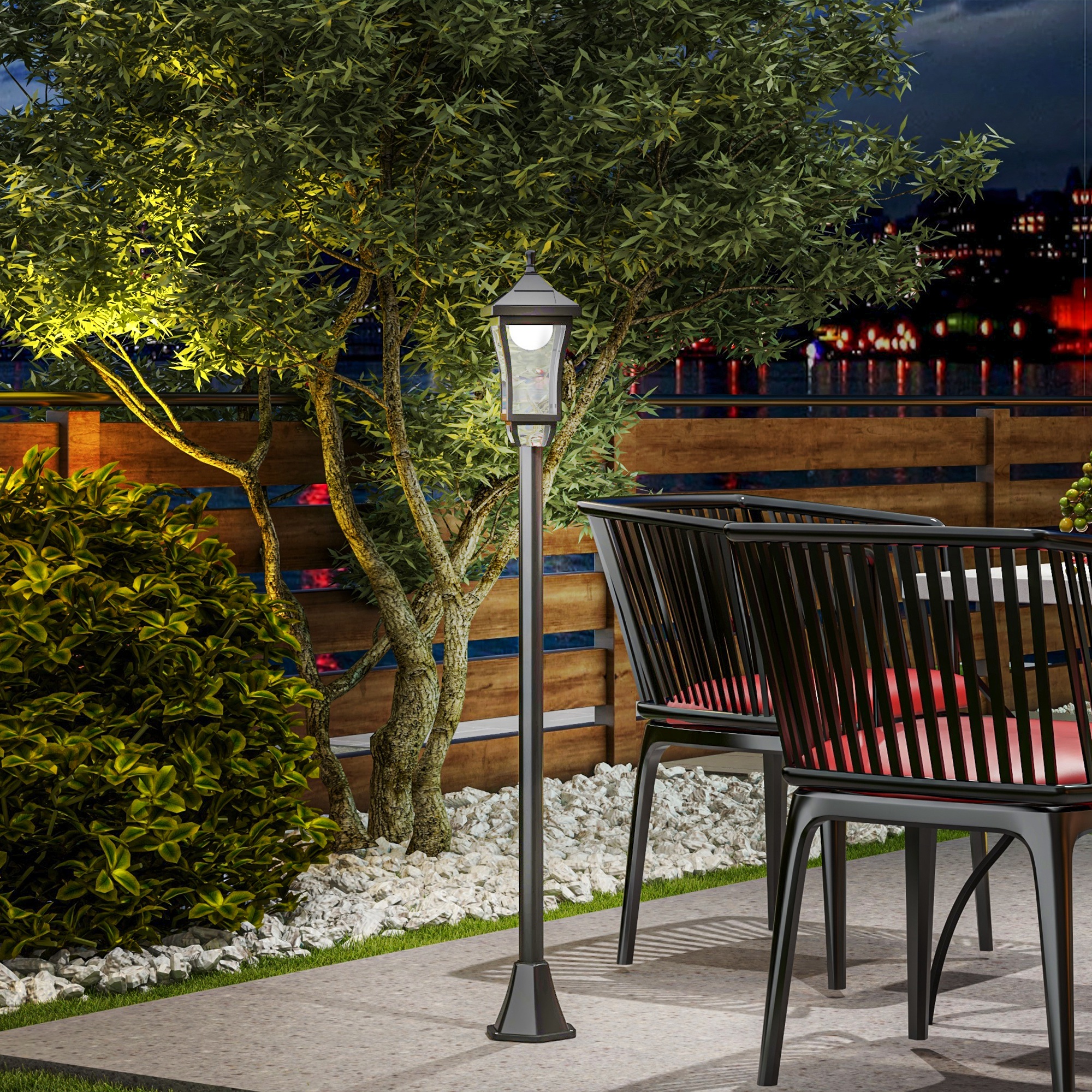 Outsunny Außenstehleuchte Solar Standleuchte Klassische LED 30 Lm 15 x 15 x 127 cm Schwarz