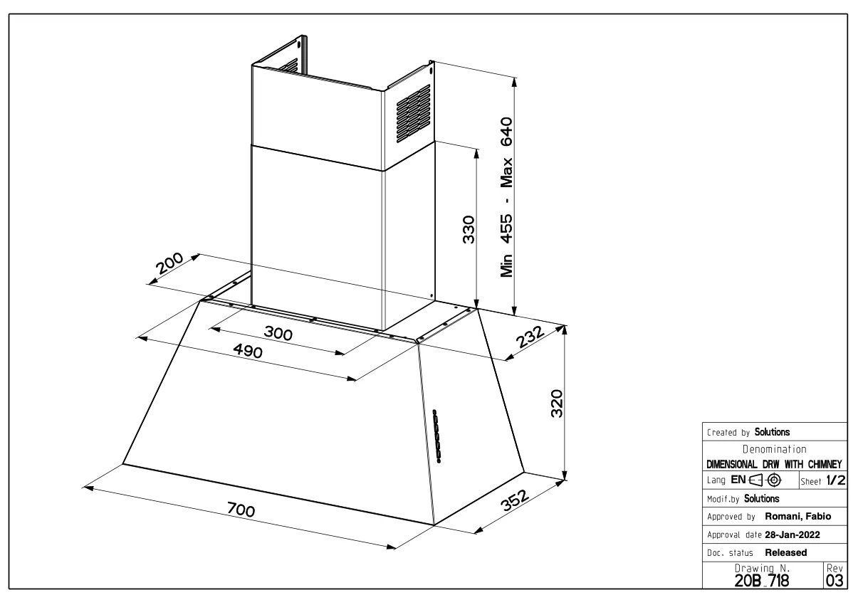 Faber CHLOÈ RAME - Cappa a parete, RAME ANTICATO, 70 cm
