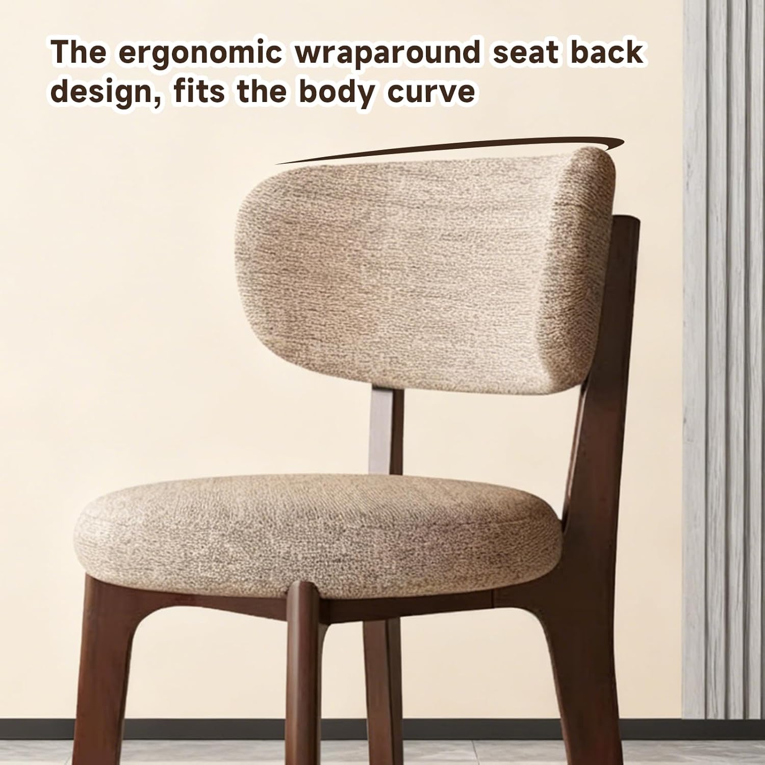 Set di 6 sedie da pranzo moderne in legno, con schienale curvo, gambe in legno massello, per sala da pranzo, cucina, ristorante (gambe in noce/grigio scuro)