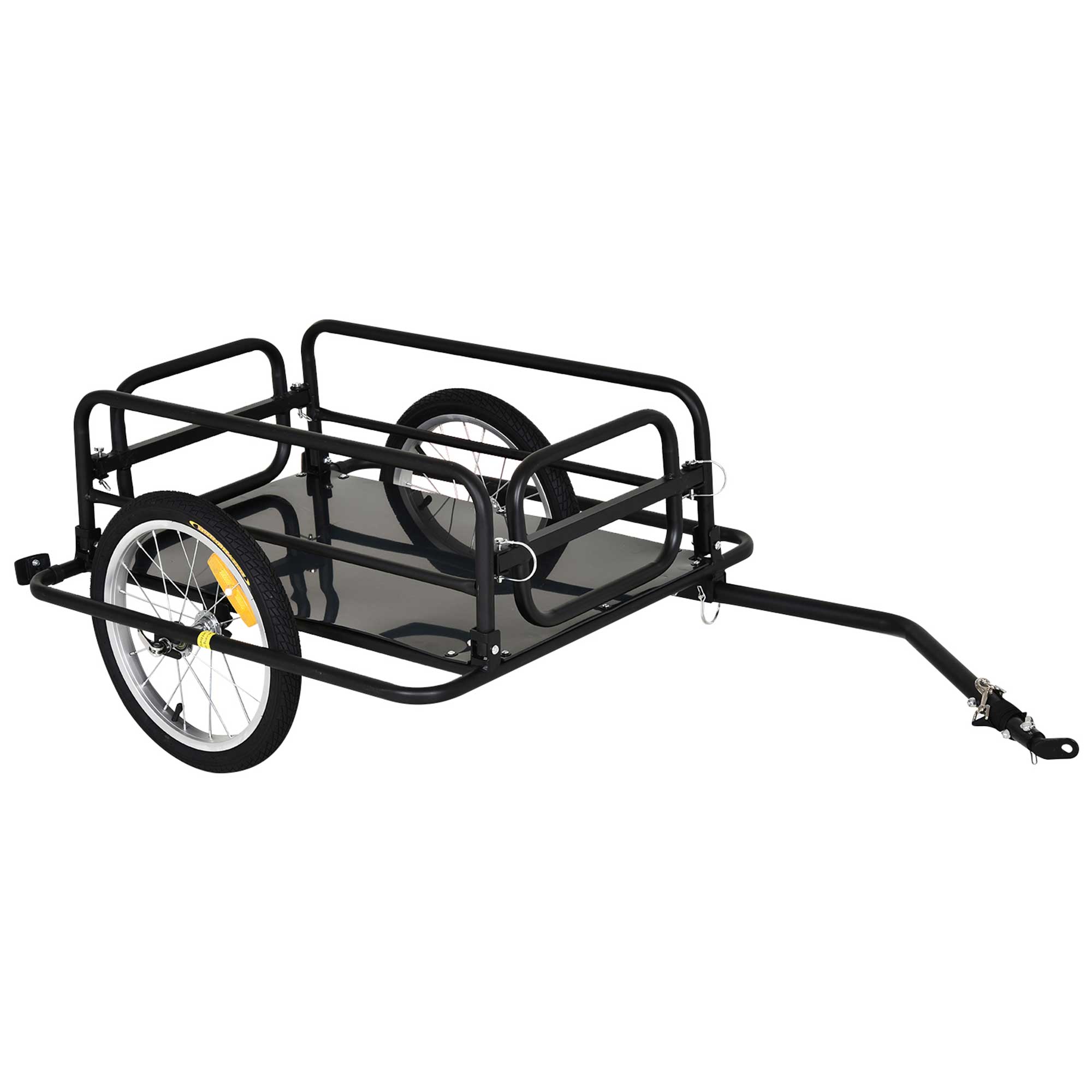 HOMCOM Fahrradanhänger Lastenanhänger für Fahrrad 40 kg Belastbarkeit Transportanhänger Handwagen Kupplung Stahl Schwarz 139 x 71,5 x 49 cm