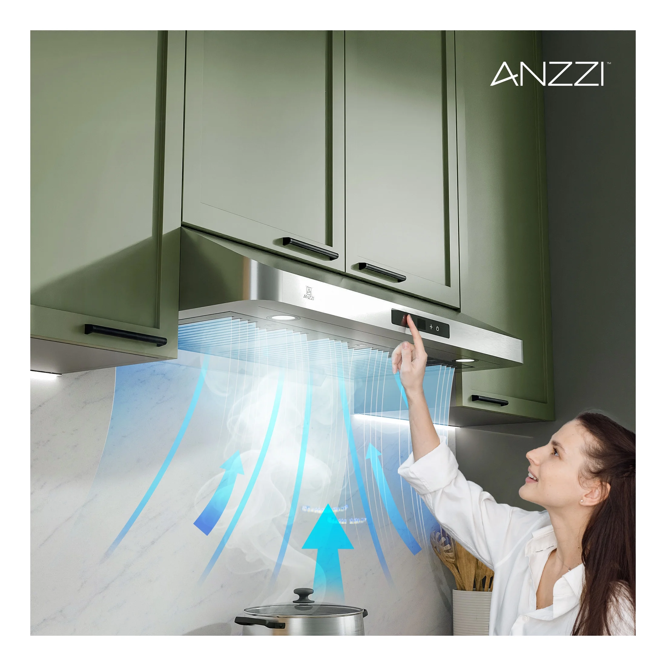 Anzzi RH-AZ0391TSS 36 in. 600 CFM 4-Speed Stainless Steel Under Cabinet Convertible Residential Range Hood with LED Lamp