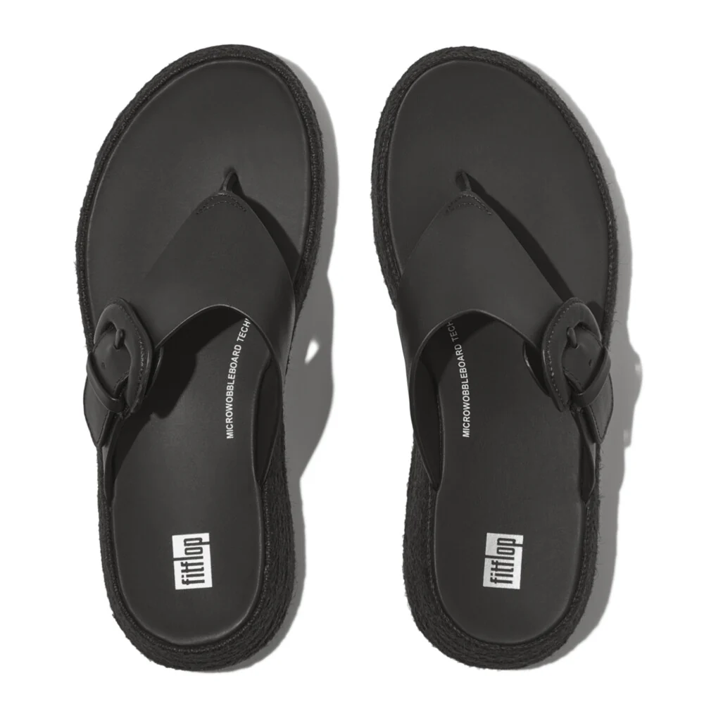 FitFlop F-Mode Espadrille Flatform Black Zehensteg