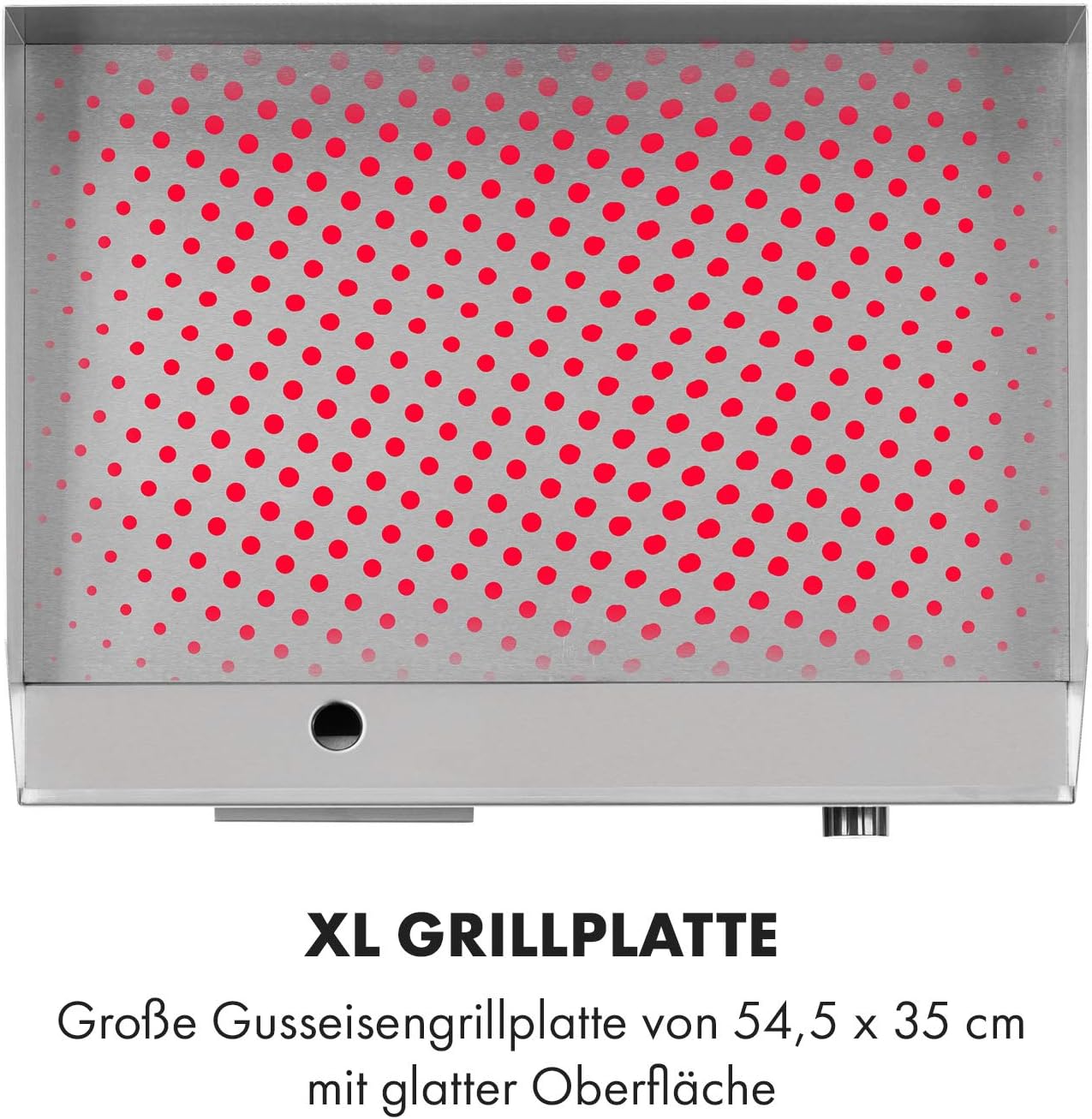 Klarstein Elektrogrill, Grillplatte, Elektrische Grillplatte, Tischgrill, Elektrogrill aus Edelstahl, Spritzschutz & Auffangbehälter, Glatte XL Grillfläche: 54,5x35 cm, Stufenlos 50-300 °C, 3000 Watt