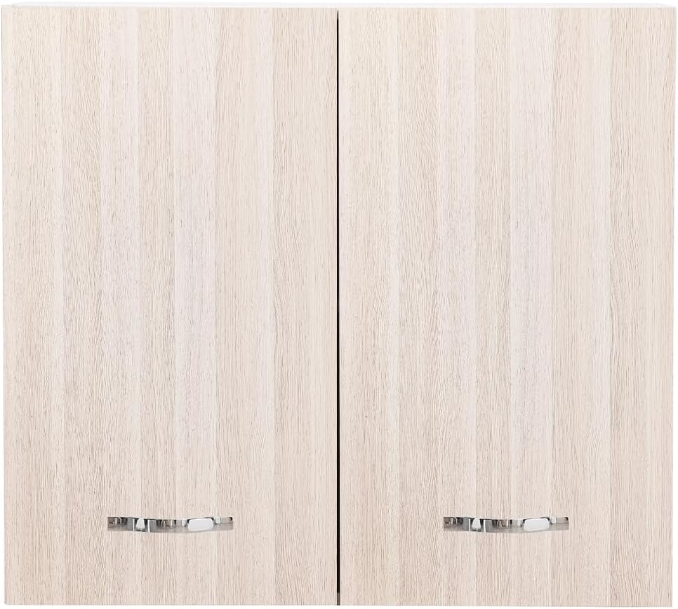 Shally Dogan Pensile Scolapiatti con Vassoio Salvagoccia da Cucina, Mobile a Parete in Legno Resistente, Armadio Sospeso con Due Ante e Due Ripiani, Dimensioni 80 x 32 x 72H cm (Olmo)