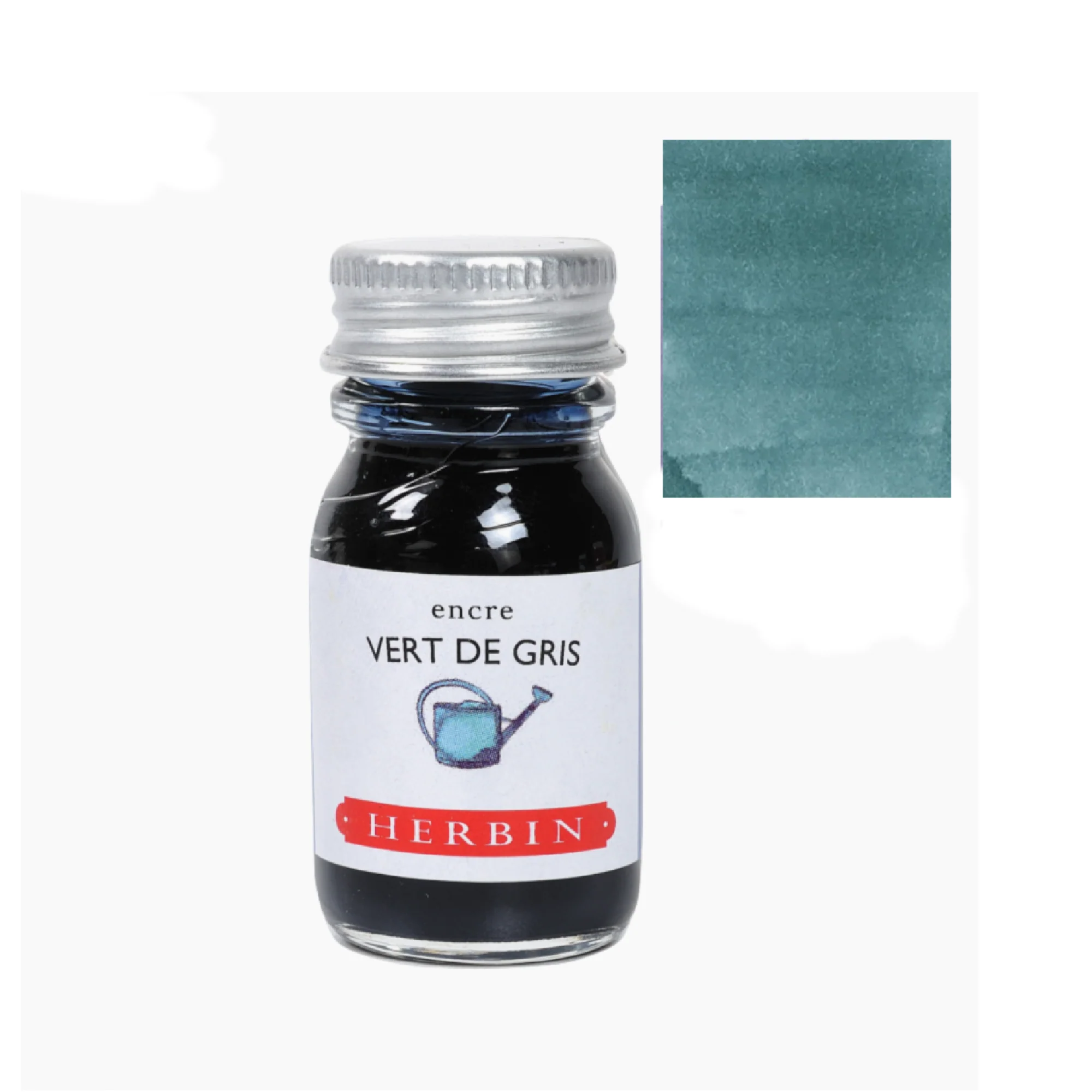 J. Herbin Fountain Pen Ink 10ml Bottle -35 Colors: Vert de Gris (Veridris)