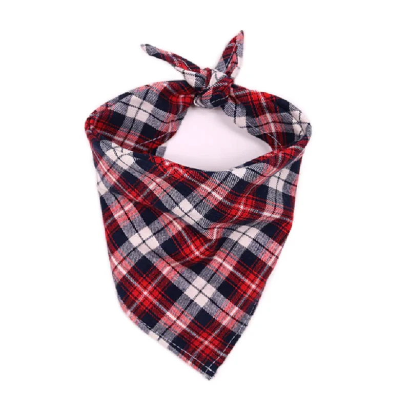 Classic Red & Black Plaid Dog Bandana Soft Cotton Pet Neckerchief