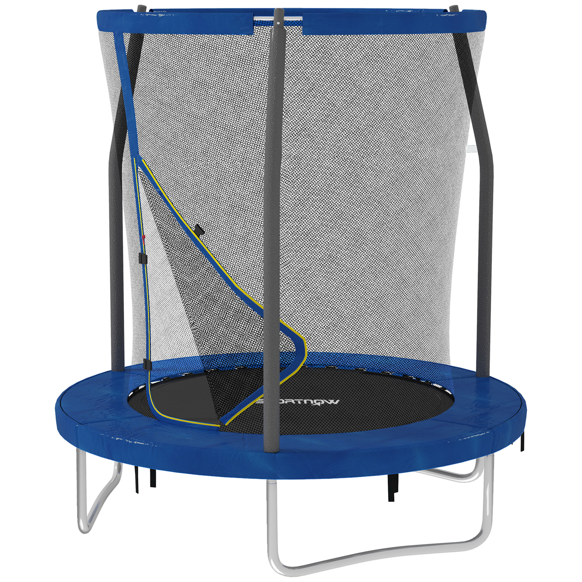 SPORTNOW Kindertrampolin, Gartentrampolin mit Sicherheitsnetz, Stahlkonstruktion Ø 183 x 200 cm, blau