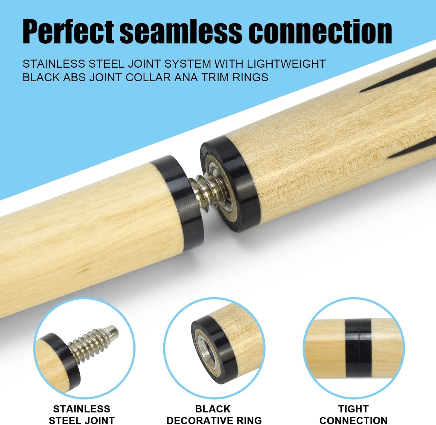 VANLAN Stecca da Biliardo in Legno massello, Piccole, per Bambini, con Punte da incollare da 13 mm, Set da 2