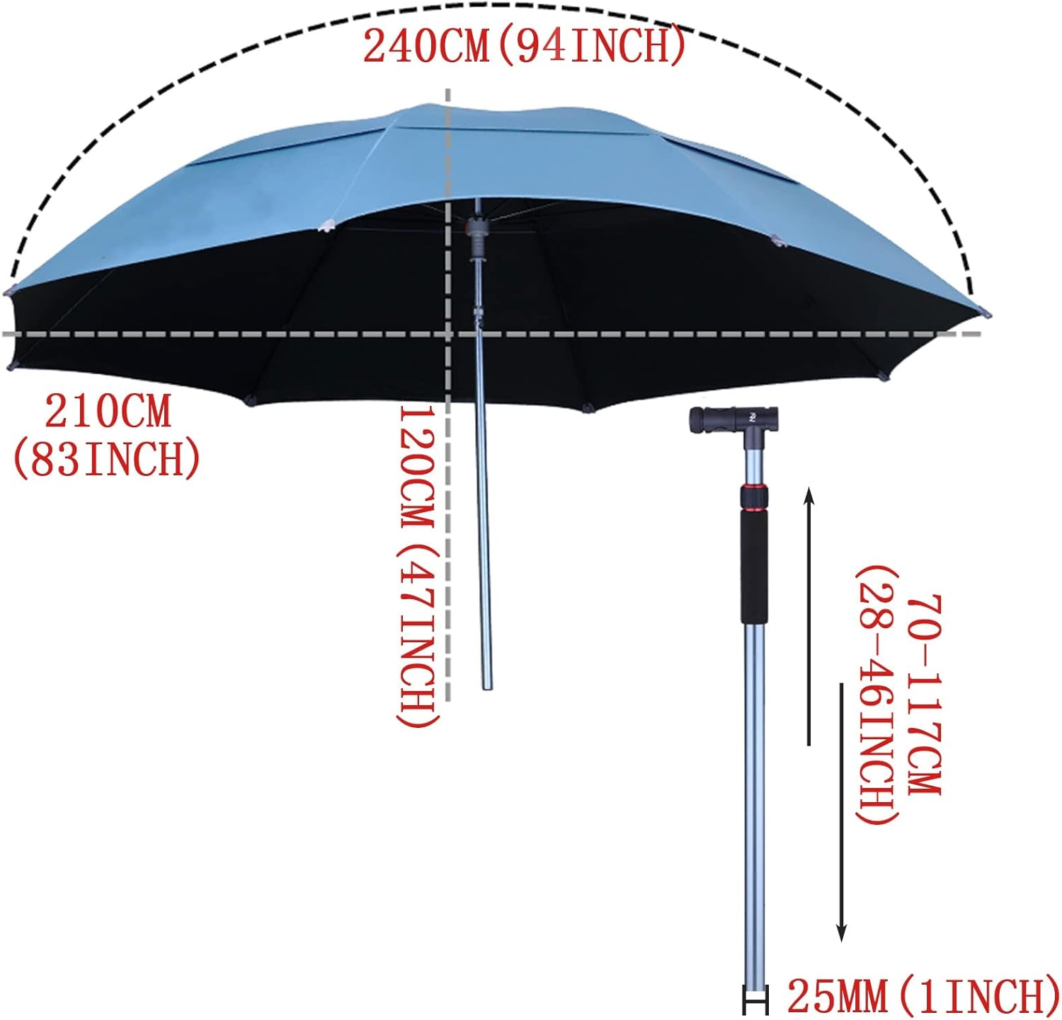 Sonnenschirm-Überdachung für den Außenbereich, Mehrzweck-Sonnenschirm für den Garten, mit Schirmabdeckung, robust, Neigungsmechanismus, Sonnenschutz, für Hinterhof, Terrasse, Rasen und Garten,