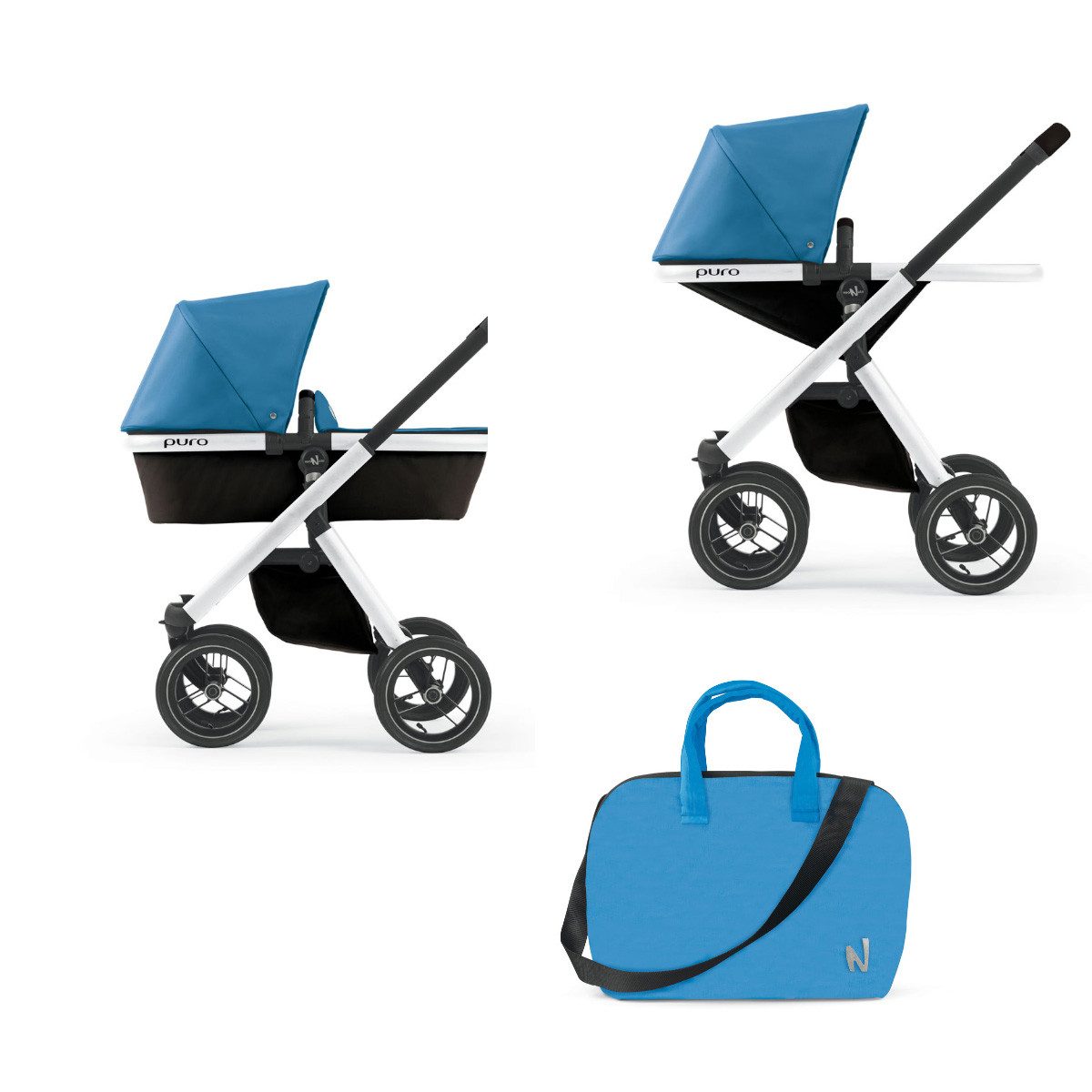 Kombi-Kinderwagen Puro Urban Kombi-Kinderwagen 2 in1 inkl. Regenschutz und Wickeltasche