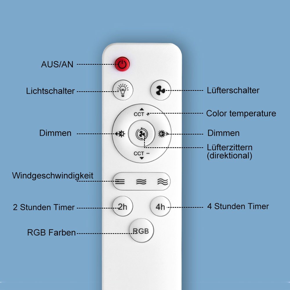 Deckenventilator LED Decken Ventilator Leuchte Fernbedienung RGB Lampe