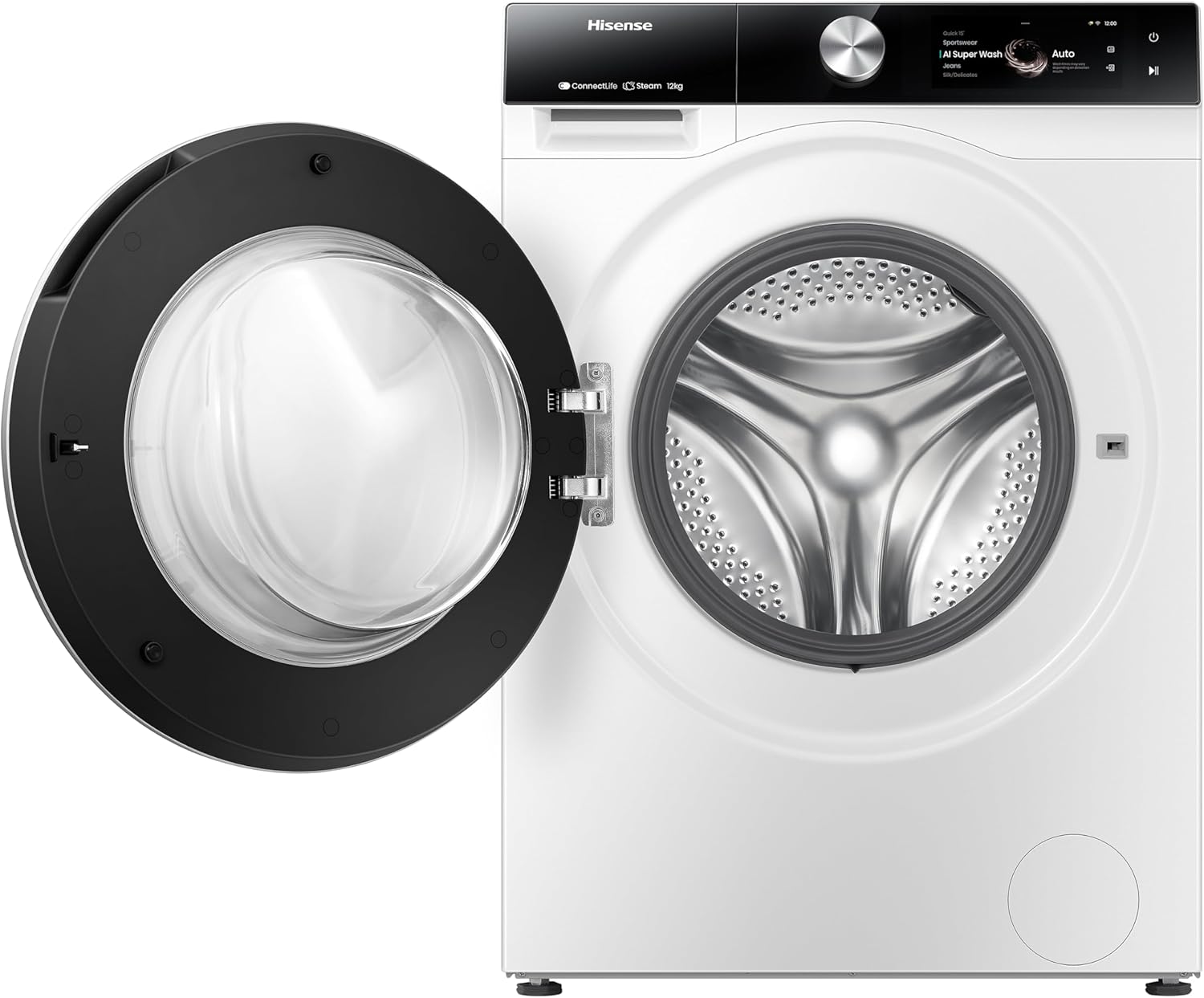 Hisense WFVB7012EM Front Load Washing Machine 7 kg 1200 rpm 15 Programs Steam LED Display Rapid Program Delay Start Child Lock