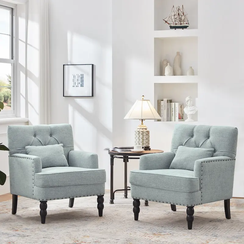 Upholstered Accent Chair with Lumbar Pillow - Single Seat