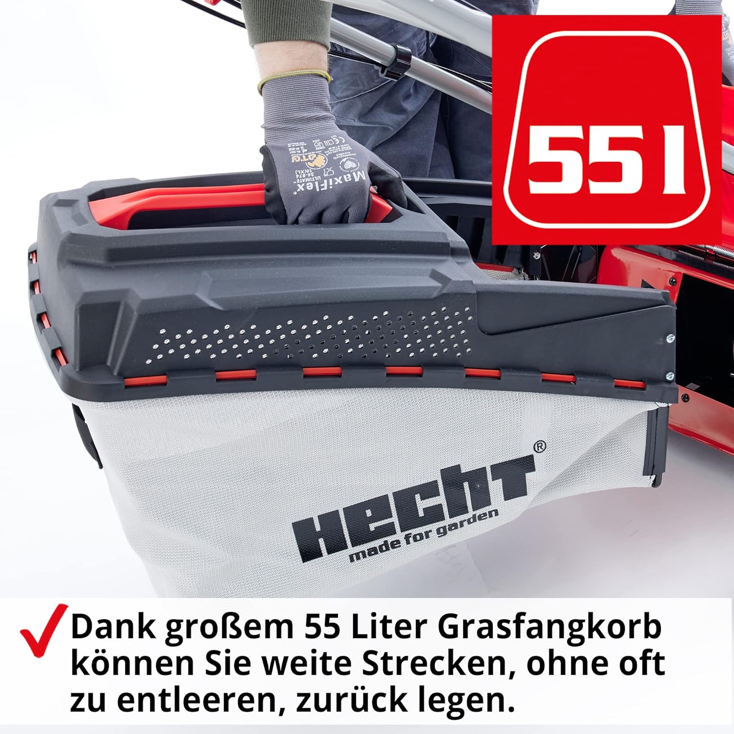 HECHT 5IN1 Benzine grasmaaier �C Comfortabele zelftrekker �C Voor oppervlakken tot 1000 m2 �C Krachtige 4-taktmotor met 46 cm maaibreedte �C Aandrijving op de wielen �C Mulchfunctie �C Zijuitworp �C Benzine grasmaaier