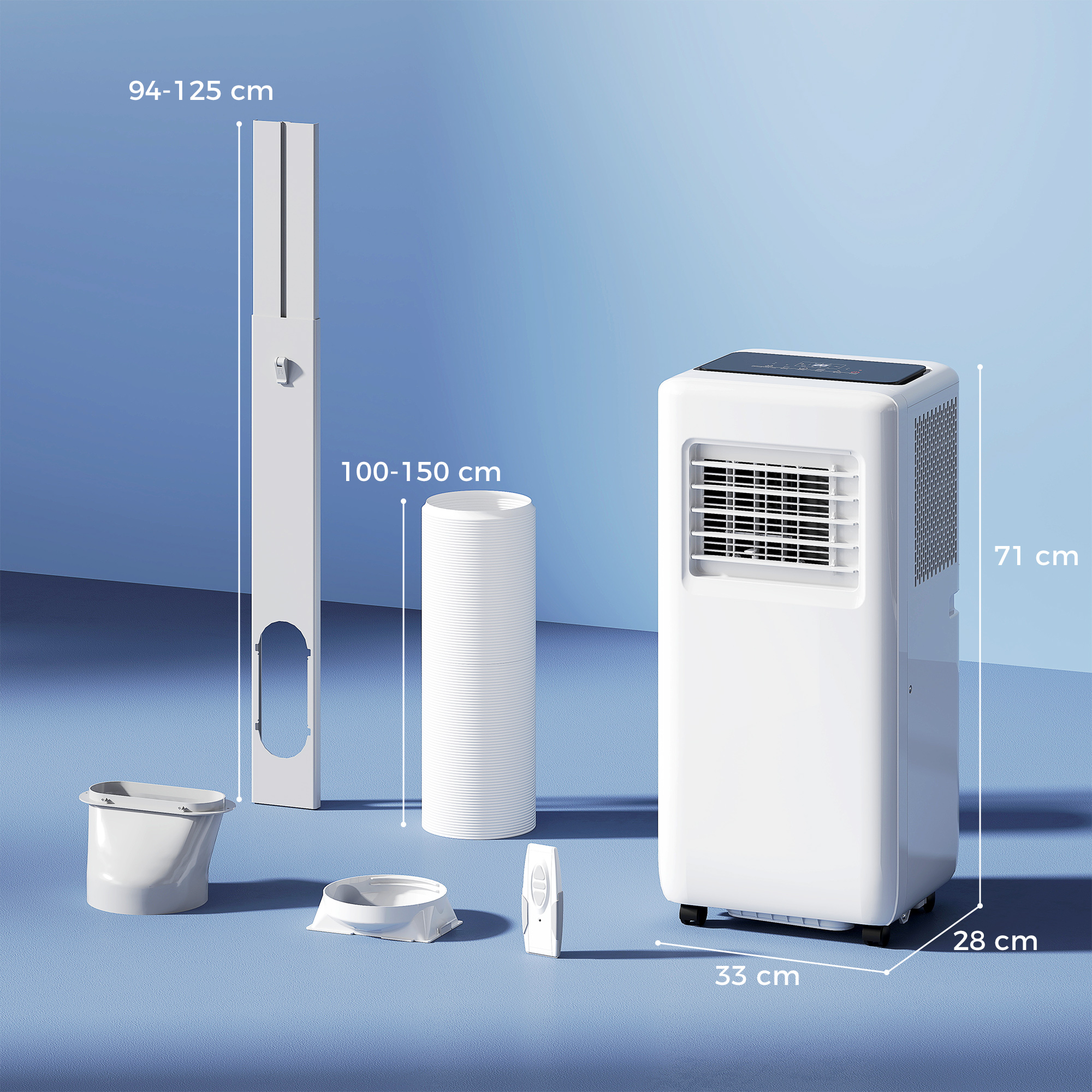 Draagbare Airconditioner met Meerdere Standen, LED-Display, Timer en Wielen, Wit