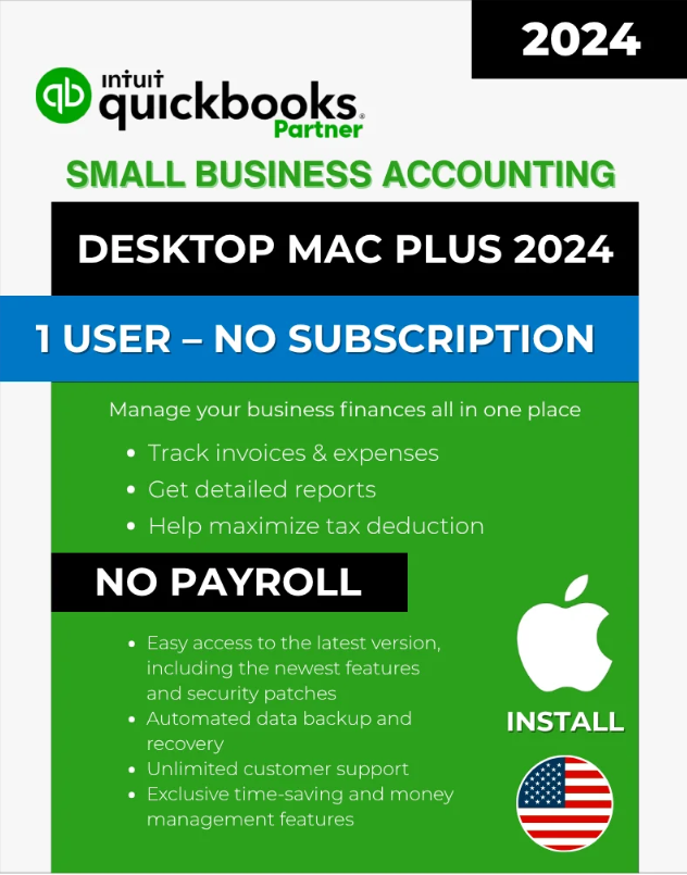 Intuit QuickBooks Plus for MacOS 2024 | lifetime subscription | USA Version