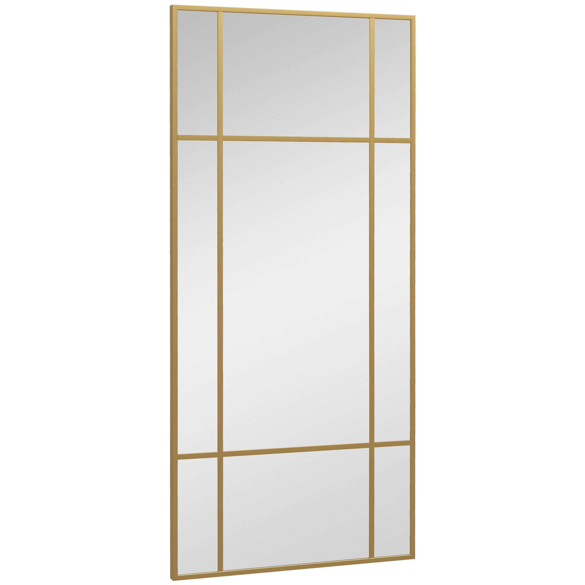 HOMCOM Wandspiegel, dekorativer Spiegel mit Metallrahmen, goldfarbene Streifen, Mehrschichtglas, 110B x 2T x 50H cm