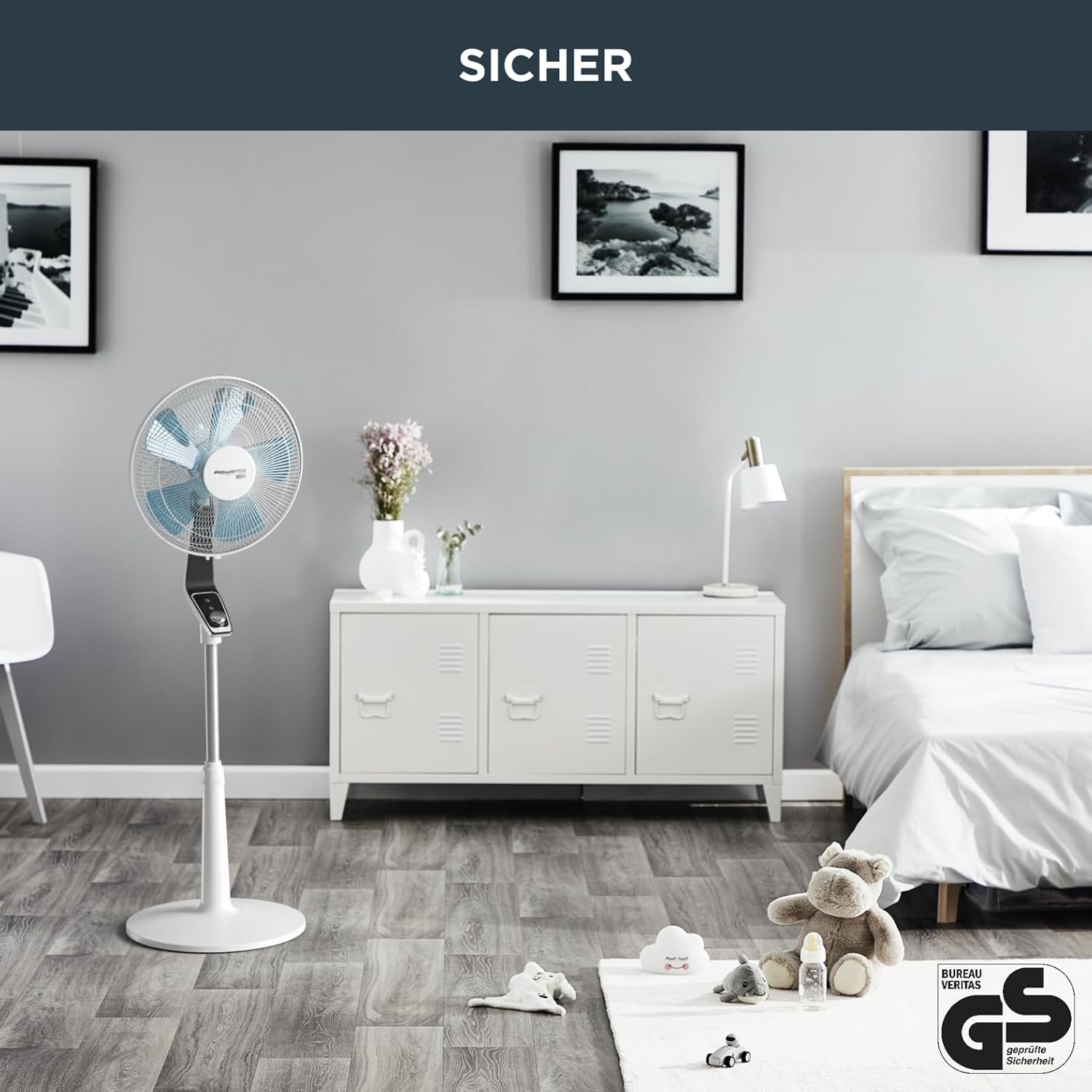 Rowenta Turbo Silence Standventilator, 45 dB(A), 72 m³/min Luftstrom, 4 Geschwindigkeiten, Silent Night & Turbo Boost, 120° Oszillation, Höhenverstellbar, VU5640