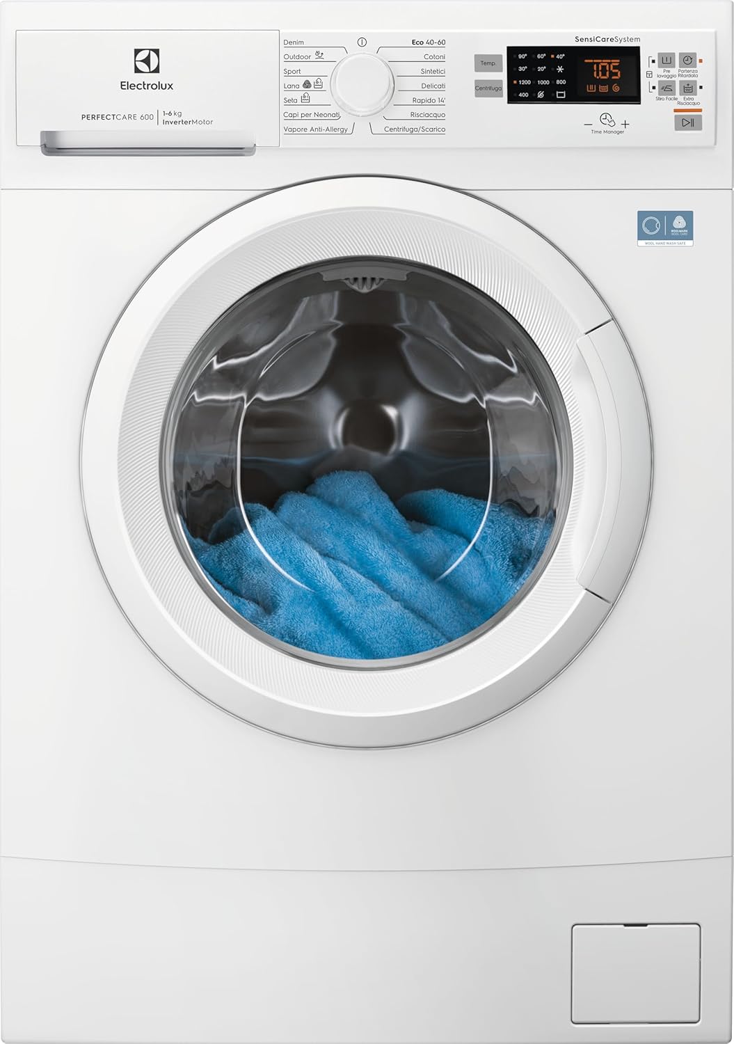 Electrolux EW6S526A Lavatrice Slim a Carica Frontale Serie 600 SensiCare, 6 kg, Classe A, Steam Anti-Allergy, Time Manager, Lavaggio Rapido 14 min, Capi Morbidi e Freschi, 843x595x378 mm
