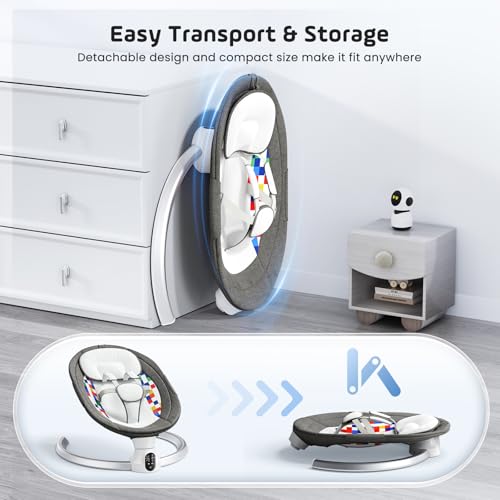 Kotsy sdraietta neonati con telecomando e controllo bluetooth per connessione smartphone,altalena neonato con cintura di sicurezza a 5 punti,con 5 ampiezze altalene timer a 3 stadi : Amazon.it: Prima infanzia