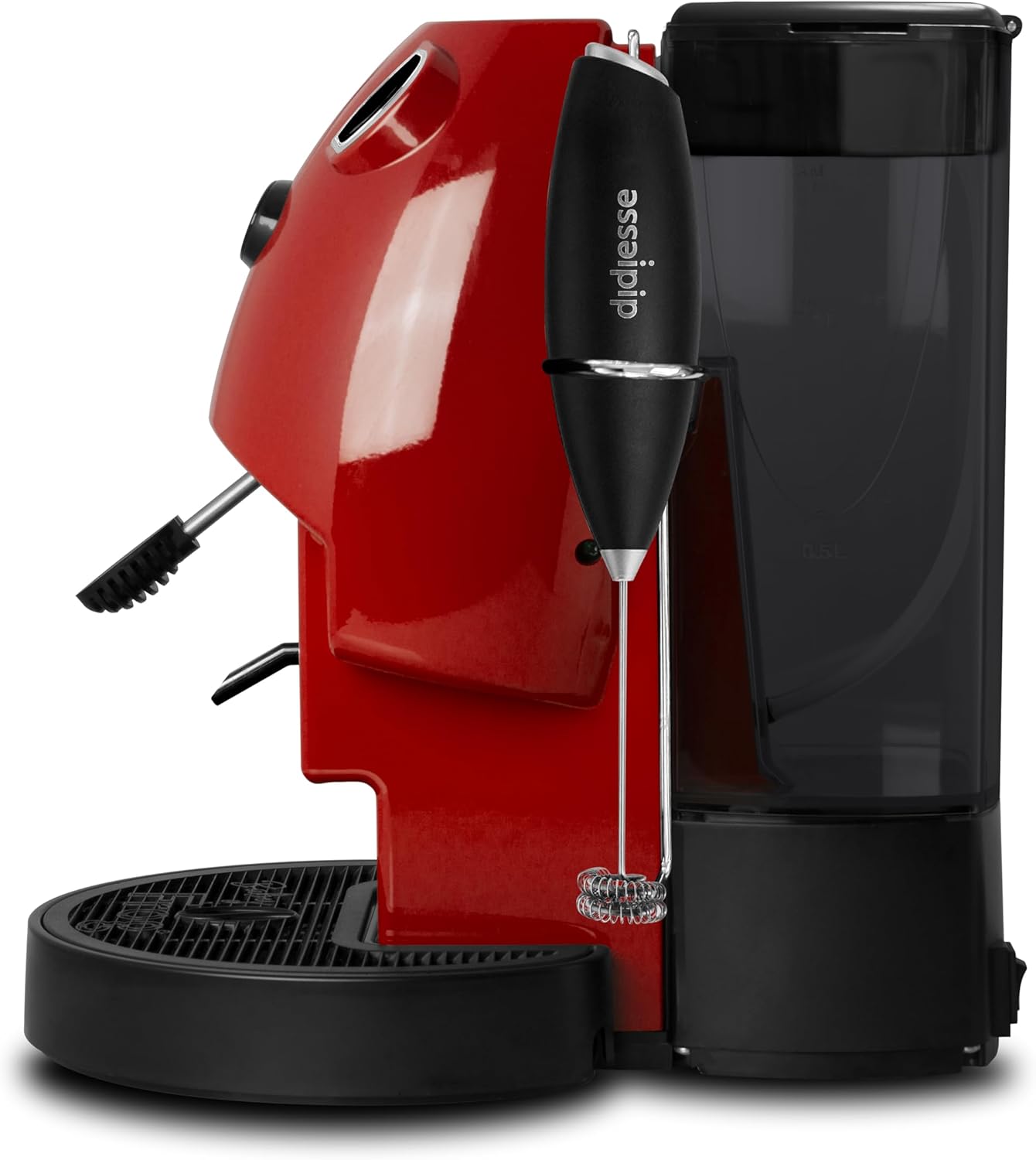 Didiesse Baby Frog Coffee & Tea – Macchina da Caffè a Cialde, con Frullino Montalatte e Doppio Portacialde per Caffè e Tè, Basso Consumo 450W, Erogatore Acqua Calda. (Rosso Pieno)