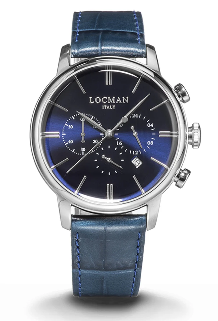 Locman 1960 crono quadrante blu cinturino pelle 0254A02A-00BLNKPB