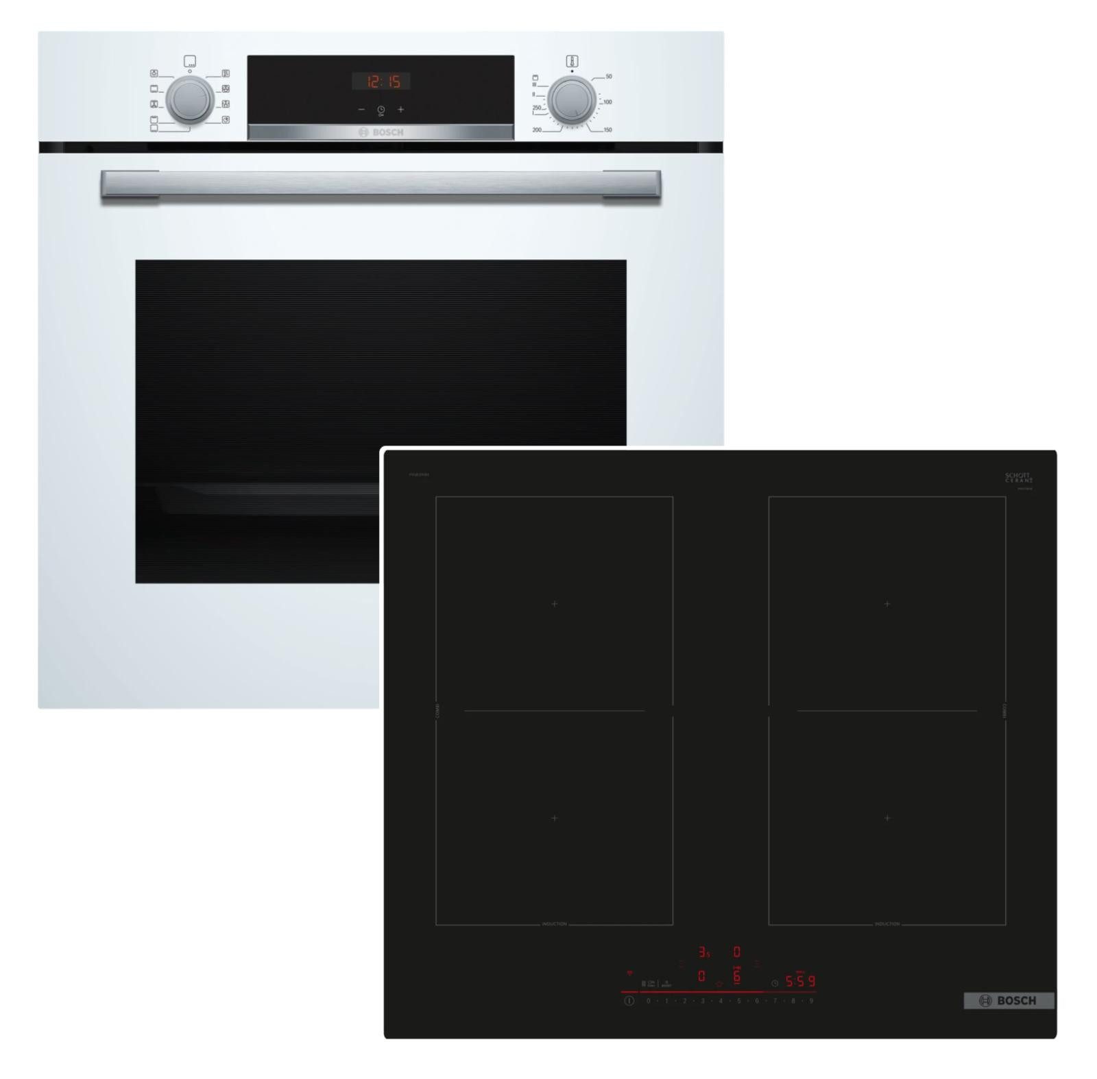 Backofen-Set 3D Heißluft Teleskopauszug + Induktionskochfeld FlexInduktion