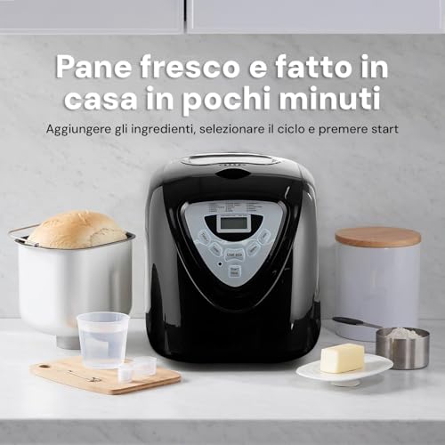 Wintem Macchina per Pane 600W con 15 Programmi Nero e Argento   Antiaderente e Display LCD   Prepara Pane Bianco, Integrale, Senza Glutine, Brioche e Impasti per Dolci   Capacità 907,2g : Amazon.it: Casa e cucina