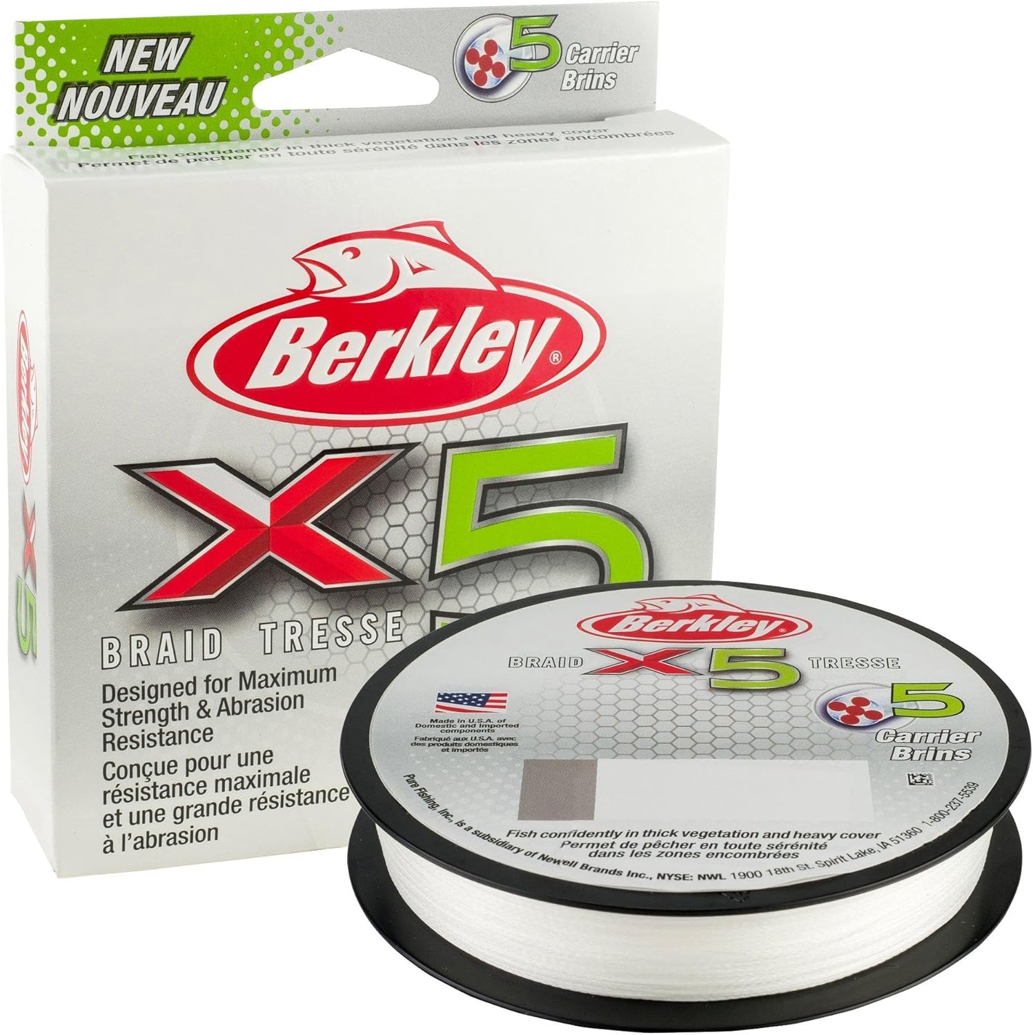 Berkley X5 geflochtene Angelschnur – Starke 5-fache geflochtene Schnur zum Salz- und Süßwasserangeln