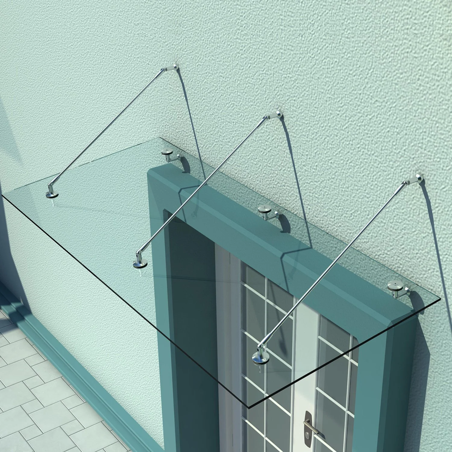 HOMCOM® luifel glazen luifel deur luifel veiligheidsglas roestvrij staal helder glas gelaagd veiligheidsglas VSG 304 200x90cm