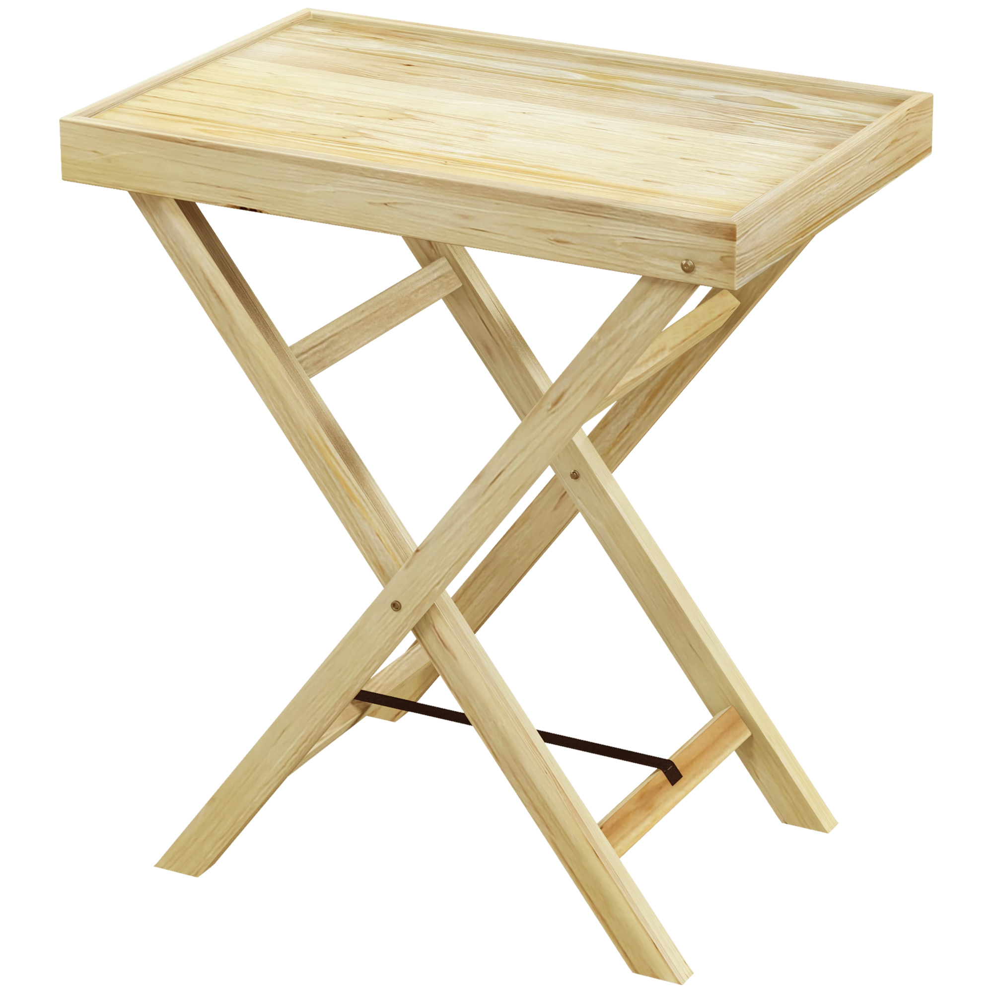 Outsunny Rechteckiger Gartentisch aus Holz für Balkon Terrasse 68L x 44B x 75H cm Natur