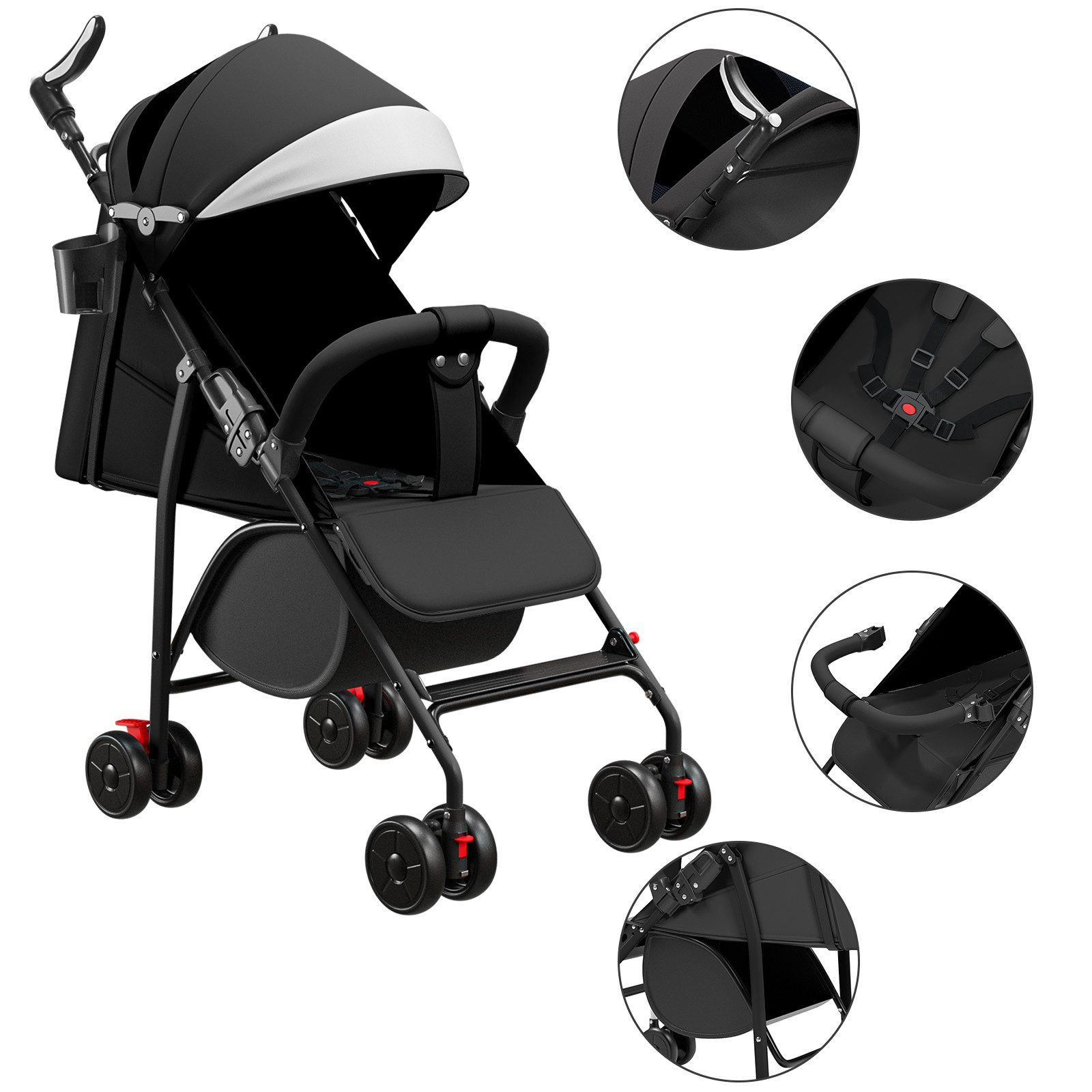 Kinder-Buggy Baby Kinderwagen, Klappbar Reisebuggy, Liegefunktion