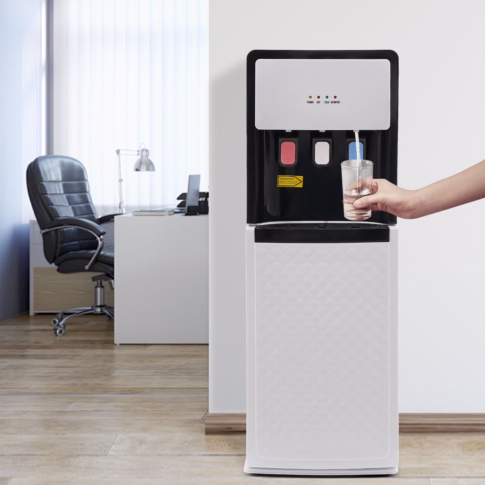 Bottom Loading Water Dispenser, Hot, Cold, and Room Temperature Water, Floor Standing, 90W Cooling, 500W Heating, Energy-Saving Design for Home, Office, and Commercial Use