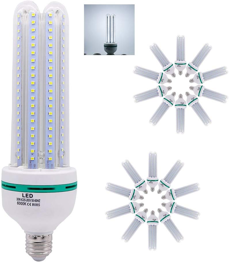 E27 LED Lampe U-Form Glas Glühbirne 32 W LED 2500LM AC 220 V E27, Kaltweiß (6000 Kelvin),LED, 20 er Pack