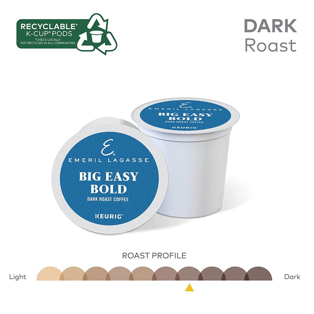 Emeril Big Easy Bold Dark Roast Coffee Pods, 96 Count, Single-Serve Keurig K-Cup, Recyclable