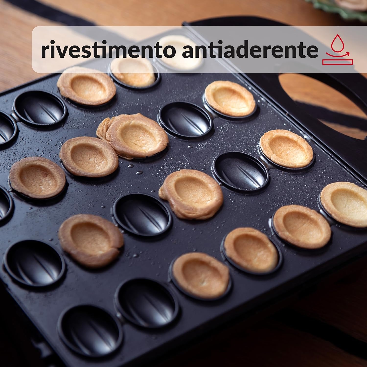 Lehmann cuoci noci elettrico con rivestimento antiaderente | 1700 watt | per 24 mezze noci | Tostapane per noci e biscotti | con rivestimento antiaderente