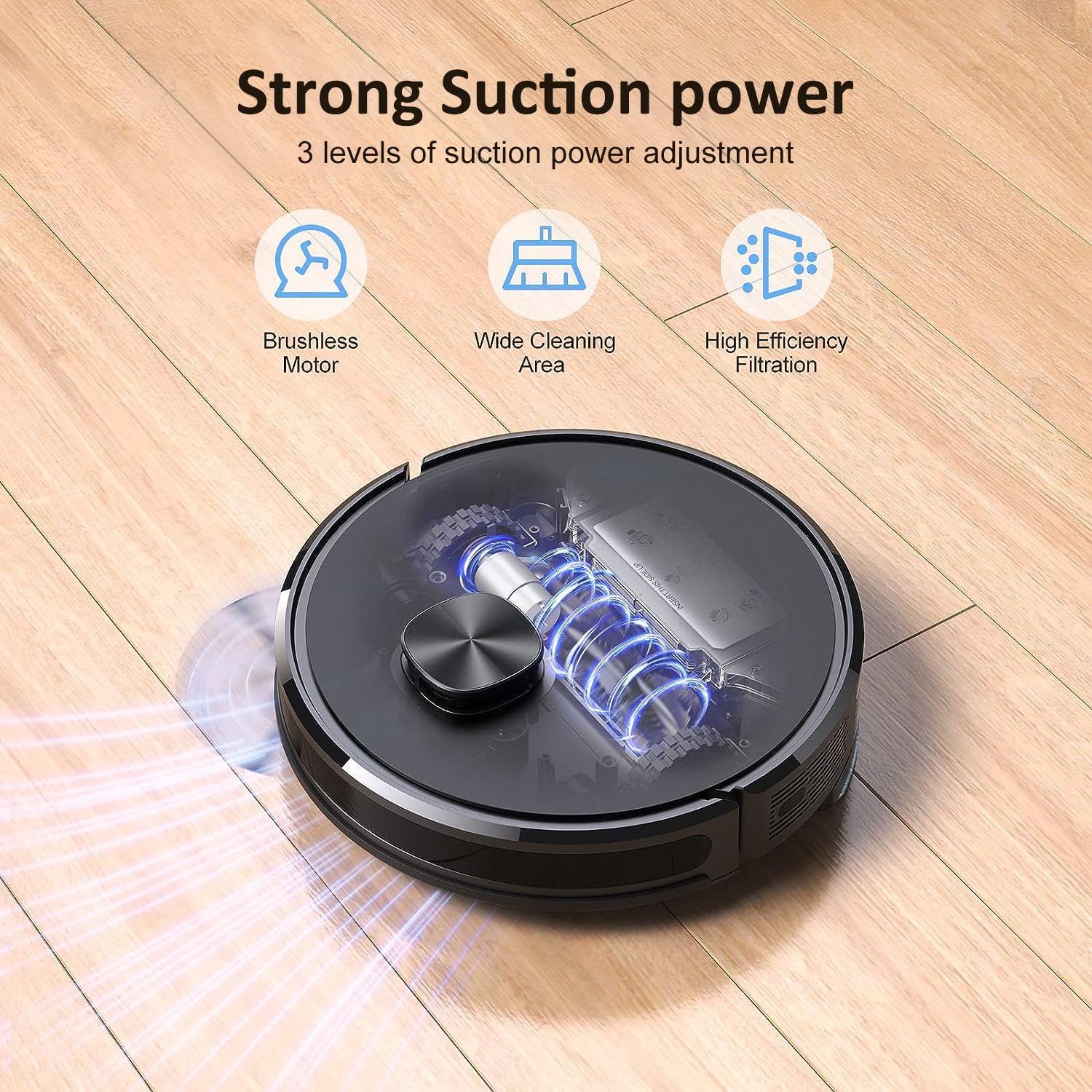 Lubluelu Saugroboter mit Wischfunktion 2-1, 4000Pa Staubsauger Roboter Lasernavigation mit 5 Karten, 55 dB Roboterstaubsauger mit APP Steuerung, Ideal für Tierhaare, Teppiche, Hartböden, Blau (SL60D)