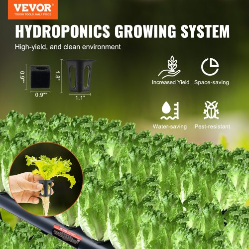 VEVOR Hydrokultur-Anbausystem, 108 Standorte, 3 Schichten, dunkelgraue PVC-Rohre, Hydrokultur-Anbauset mit Wasserpumpe, Timer, Körben und Schwämmen für Obst, Gemüse, Kräuter