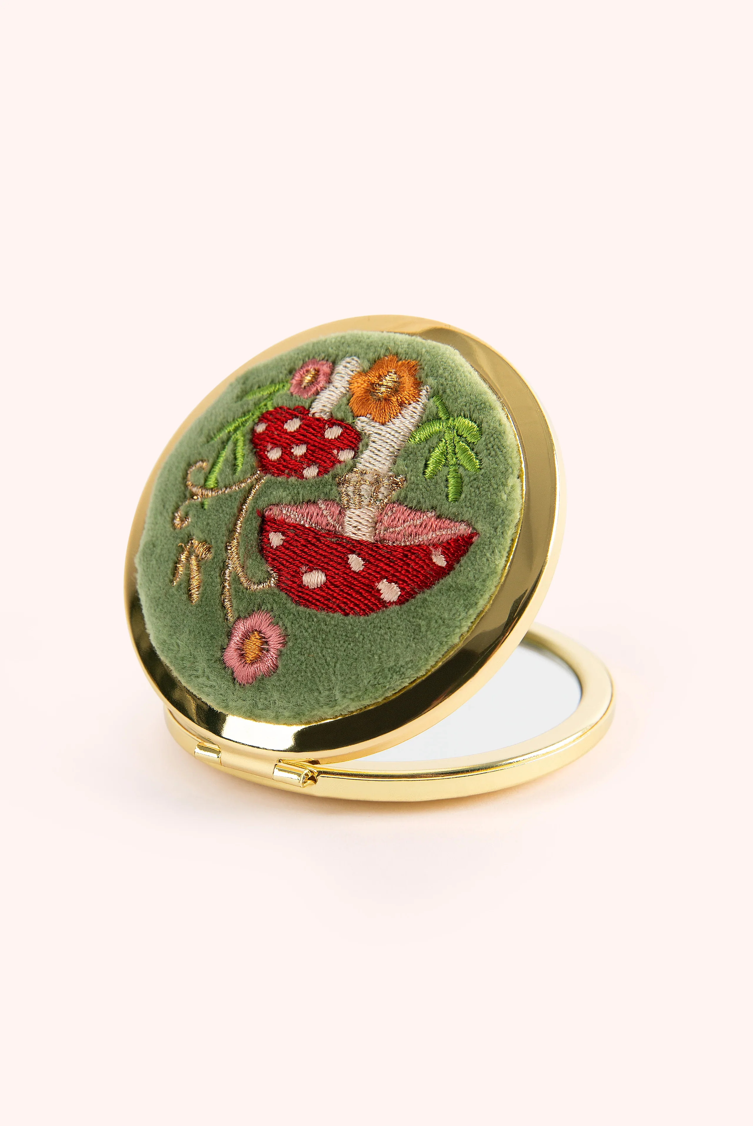 Powder Toadstools Embroidered Mirror