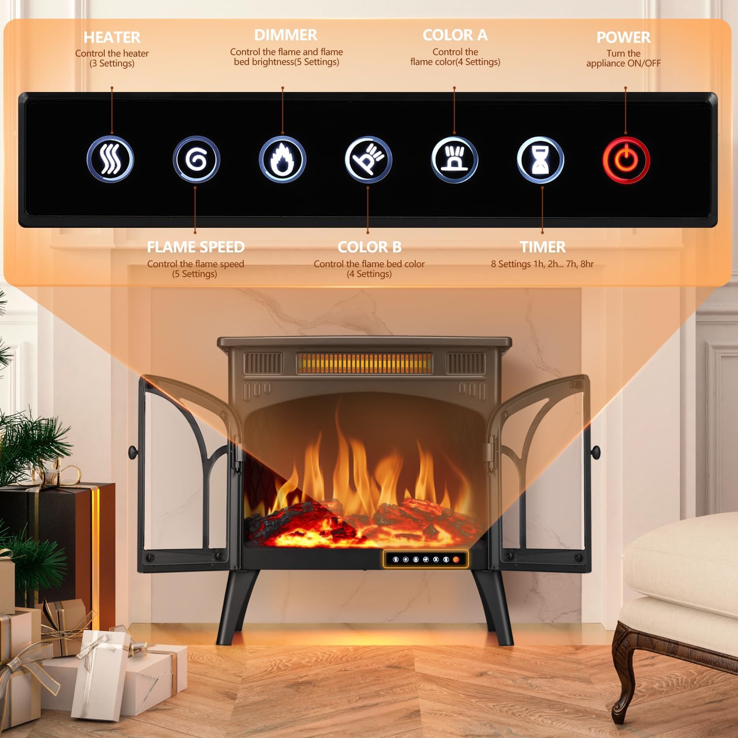 R.W.FLAME Electric Fireplace Heater 25