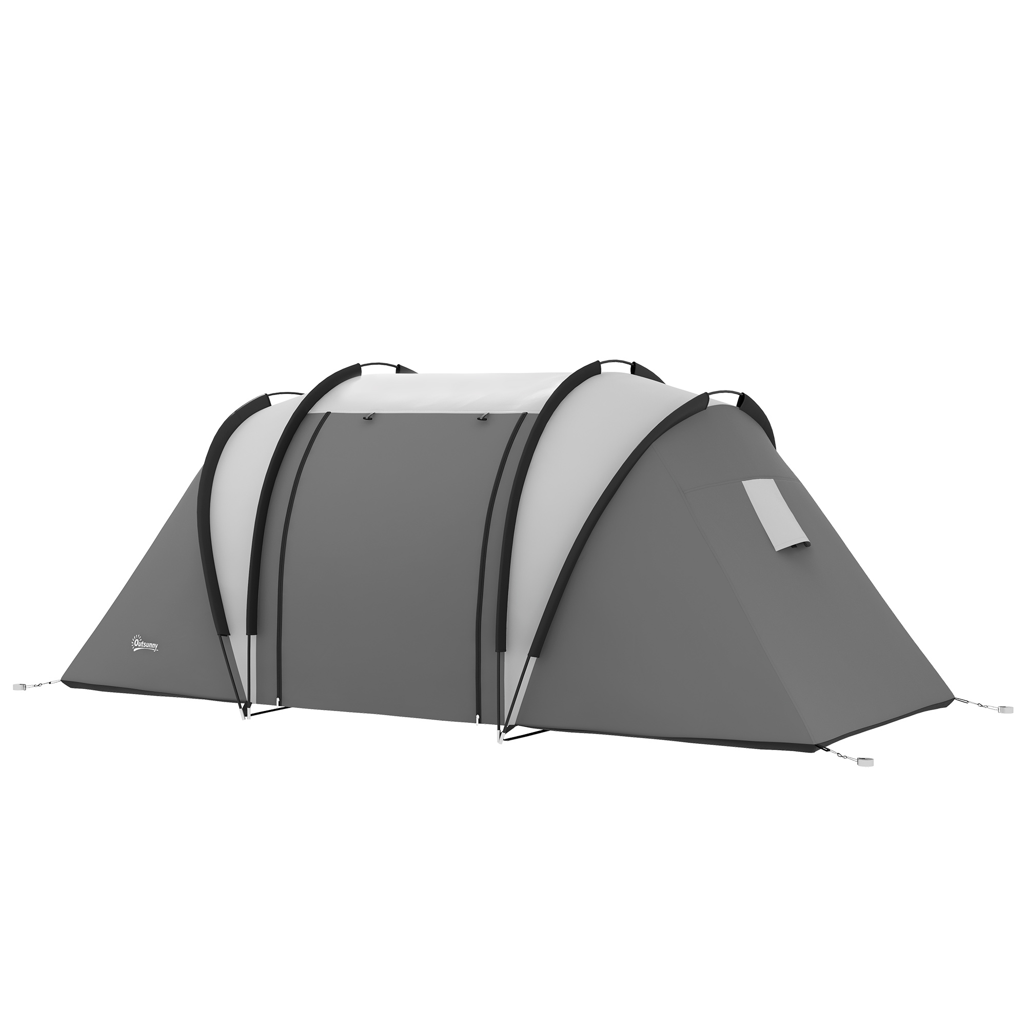 Waterafstotende Kampeertent voor 4-5 Personen met 3 Kamers, Zijdeur, en Vensters in Grijs